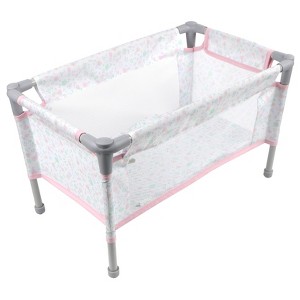 JC Toys Berenguer Boutique Playtime Folding Doll Crib Playpen with Travel Bag - Pink: Fits 13-20 Inch Dolls, Metal Frame - 1 of 4