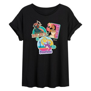 Women's - Disney Princess - Pocahontas Rapunzel and Merida Oversized Graphic T-Shirt - 1 of 4