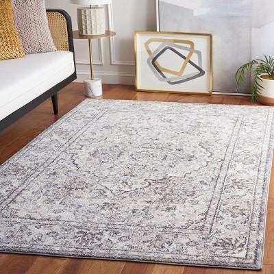 Opal Grey and Ivory Synthetic 4' x 6' Area Rug