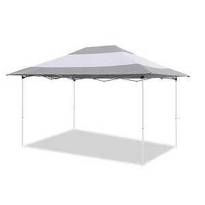 Z-Shade 14 x 10 Foot Prestige Instant Shade Outdoor Canopy Shelter Tent with Reliable Stakes, Steel Frame, and Rolling Bag, Grey & White - 1 of 4