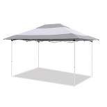 Z-Shade 14 x 10 Foot Prestige Instant Shade Outdoor Canopy Shelter Tent with Reliable Stakes, Steel Frame, and Rolling Bag, Grey & White