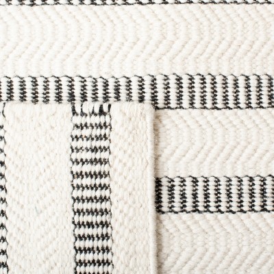 Black and Ivory Striped Wool Tufted 4' x 6' Area Rug