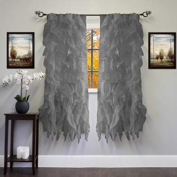 Chic Sheer Voile Vertical Ruffled Tier Window Single Panel Curtain by Sweet Home Collection™