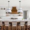 Dewdrop Modern Pendant Lamp, Pleated Double Drum Fabric Shade Hanging Ceiling Light Fixture for Dining Room Entryway - 4 of 4