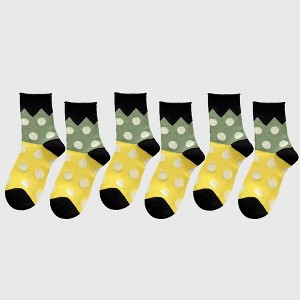 Anna-Kaci 6pk Women's Color - Blocked Polka Dot Cotton Ankle Socks - Trendy Ins - Style Socks - 1 of 4