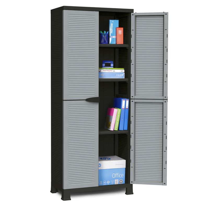 RAM Quality Products PRESTIGE UTILITY Indoor Outdoor Tool Storage Organizing Cabinet with Lockable Double Grey Doors, 4 of 7