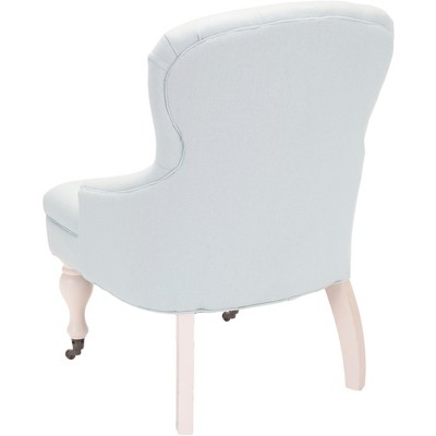 Robins Egg Blue Tufted Linen Cotton Accent Chair