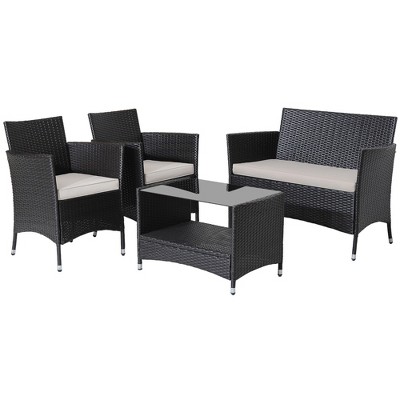Tangkula 8PCS Outdoor Sofa Set Patio Rattan Wicker Conversation Set w/ Coffee Table