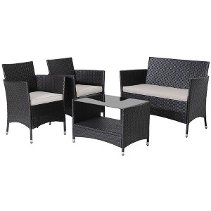 Tangkula 8PCS Outdoor Sofa Set Patio Rattan Wicker Conversation Set w/ Coffee Table - 1 of 4