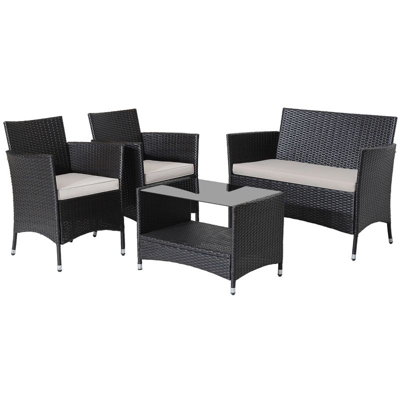 Tangkula 8PCS Outdoor Sofa Set Patio Rattan Wicker Conversation Set w/ Coffee Table, 1 of 11