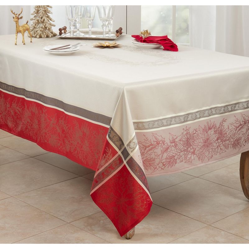 Saro Lifestyle Tablecloth With Jacquard Christmas Design, 4 of 6