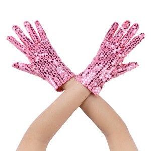 INSPIRE CHIC Women's Sequin Wrist Full Finger Sparkly Sleeves Gloves for Party Banquet Costume Prom Dress 1 Pair - 1 of 4