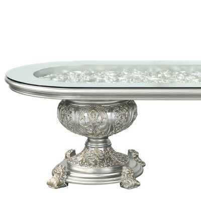Sandoval Champagne Finish Rectangular Glass Dining Table