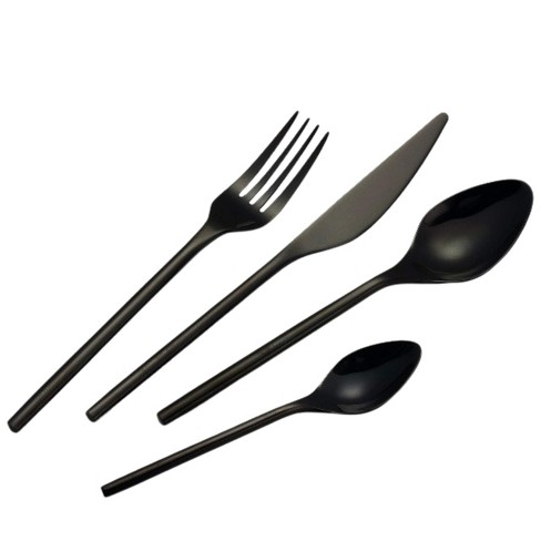 Shiny Pure Black 8 Pieces Flatware Sets 18/10 Stainless Steel Cutlery –  morgianatableware