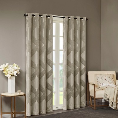MAYEERTY Ogee Knitted Jacquard Total Blackout Curtain Panel(Only 1 Pc Panel)
