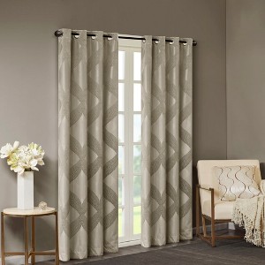 MAYEERTY Ogee Knitted Jacquard Total Blackout Curtain Panel(Only 1 Pc Panel) - 1 of 4