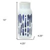HomeRoots Set of Two Blue and White Abstract Cylinder Ceramic Table Vase - 3 of 4