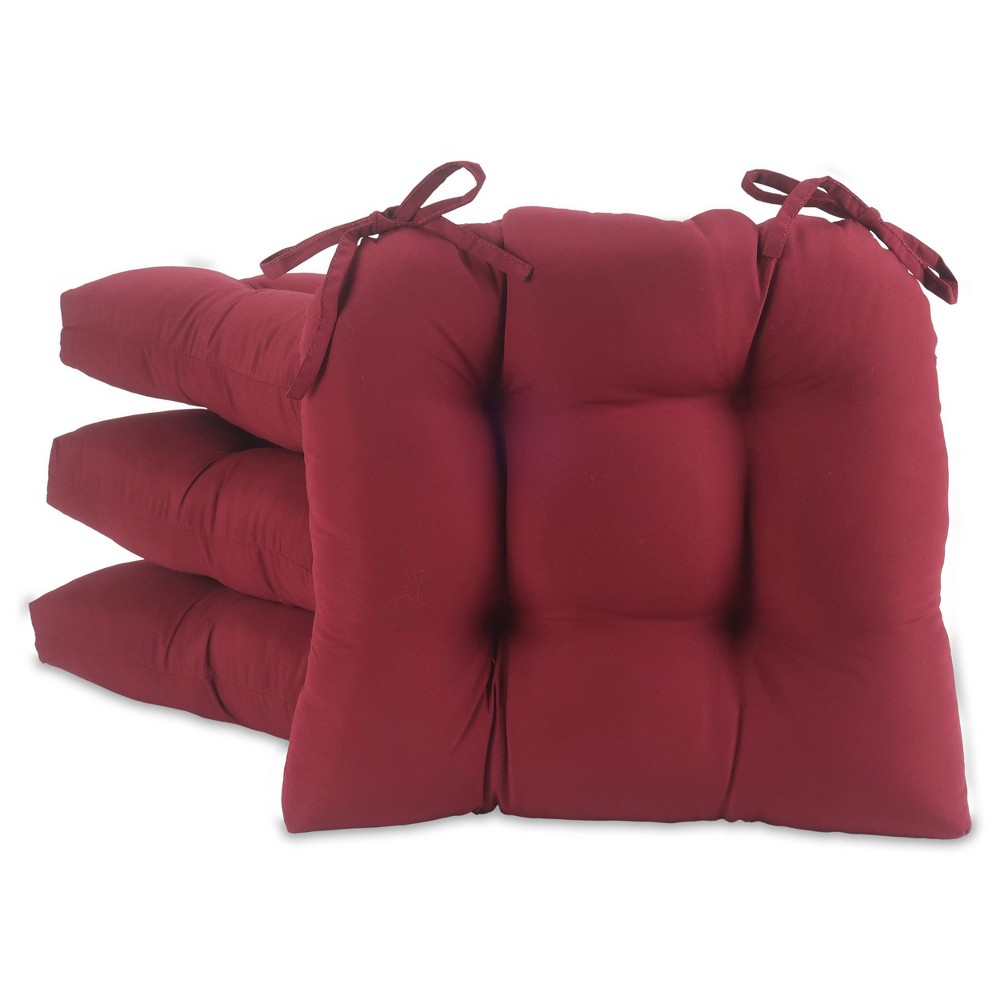 Photos - Pillow Barn Red Micro Fiber Chair Pads with Tie Backs  - Essentials(Set Of 4)