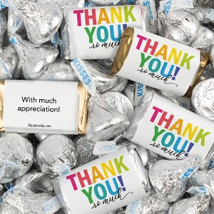 128 Pcs Thank You Candy  Favors Hershey's Miniatures & Kisses by Just Candy (1.58 lbs) - Colorful Thanks - 1 of 4