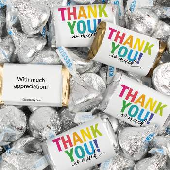 116 Pcs Thank You Candy  Favors Hershey's Miniatures & Kisses by Just Candy (1.5 lbs) - Colorful Thanks