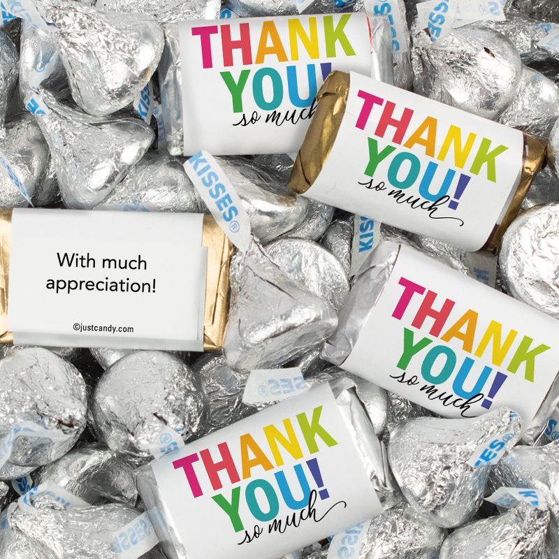 116 Pcs Thank You Candy  Favors Hershey's Miniatures & Kisses by Just Candy (1.5 lbs) - Colorful Thanks, 1 of 3
