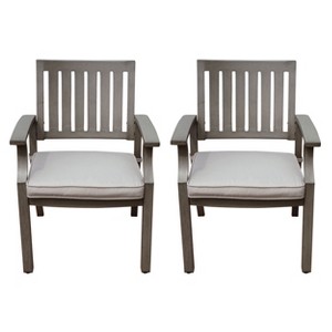 GDFStudio Outdoor Aluminum Dining Chairs with Cushion (Set of 2), Gray - 1 of 4