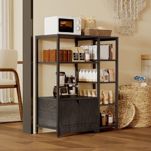 Bakers Rack with Storage Cabinets,Industrial 4/5-Tier Coffee Bar Cabinet Shelves,Farmhouse Freestanding Kitchen Microwave Stand with Storage - 1 of 4