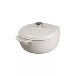 Lodge 6qt Cast Iron Enamel Dutch Oven Oyster With Matching Trivet