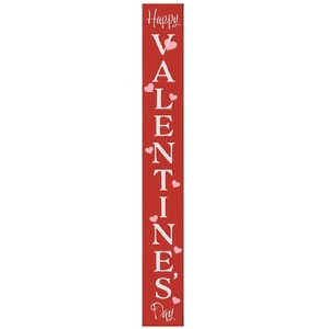 HomeRoots 72" Red And White Solid Wood Happy Valentine's Day Valentine's Day Porch Sign - 1 of 4