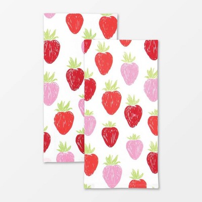 2pk Designer Strawberry Print Towel - MU Kitchen