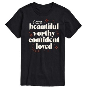 Men's - Instant Message - Beautiful Worthy Confident Loved Short Sleeve Graphic T-Shirt - 1 of 4