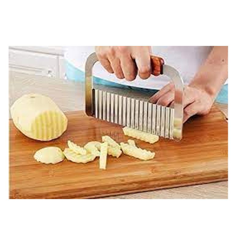 Winco Crinkle Cutter Serrator with Wooden Handle, Stainless Steel, 7", 3 of 4