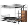 NicBex Twin Over Full Metal Bunk Bed,Versatile Loft Bed with Lateral Storage Ladder and Wardrobe for Bedroom,Black/White - 4 of 4