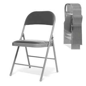 Real Relax Folding Chairs with Padded Seats for Events Home Office, Pu Leather Folding Chair - 1 of 4