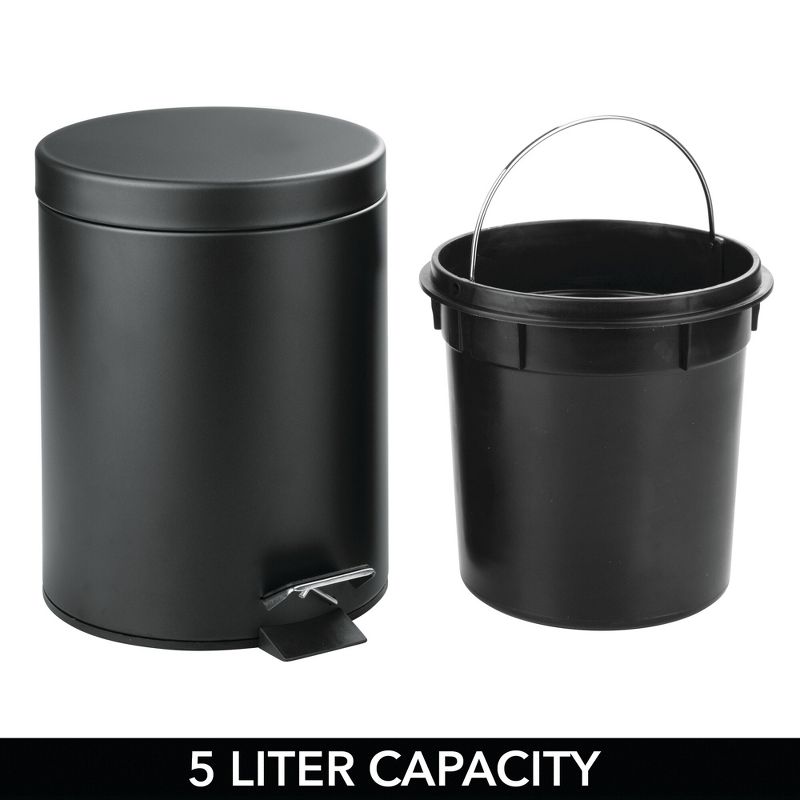 mDesign Toilet Brush Holder and Step Trash Can, 2 Pack, 4 of 9