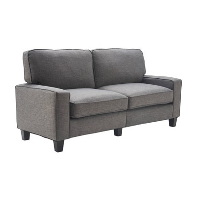 Gray Linen Reclining Sofa with Removable Cushions and Wood Frame