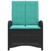 41.3"Reclining Patio Bench with Cushions Black Poly Rattan - 3 of 4