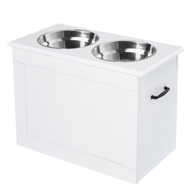 WIAWG Elevated Dog Feeding Station with Storage and 2 Stainless