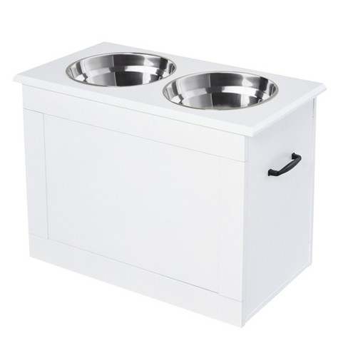 Pawhut Large Elevated Dog Bowls With Storage Cabinet Containing Large 44l  Capacity, Raised Dog Bowl Stand Pet Food Bowl Dog Feeding Station : Target