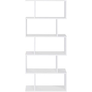 TOAOTBNBO 5-layer Tall Geometric Bookcase Storage Organizer, Shaped Bookshelf with Simple Design Minimalist Book Shelf for Home, Off-white - 1 of 4