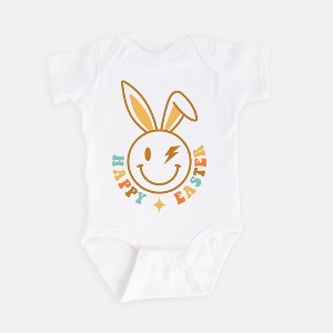 The Juniper Shop Happy Easter Smiley Lightning Bolt Baby Bodysuit - 1 of 2