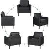 Mid-Century Fabric Armchair, Upholstered Armchair with Scooped Arms for Bedroom, Apartment, Dark Grey - 4 of 4