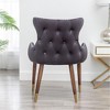 Okak Velvet Contemporary Accent Chair with Nailhead Trim Upholstery Deep Cushions Elegant Armchair with Solid Wood Legs for Living Room Bedroom - 2 of 4