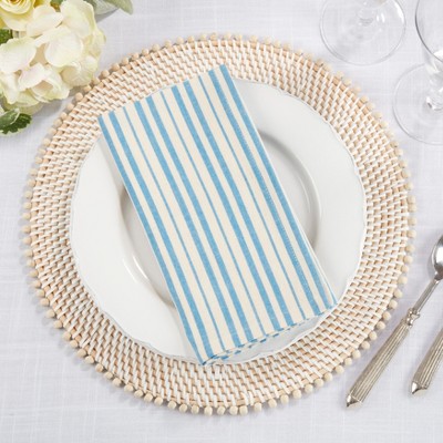 Dauphine Blue Striped Cotton Dinner Napkins, Set of 4, 20"