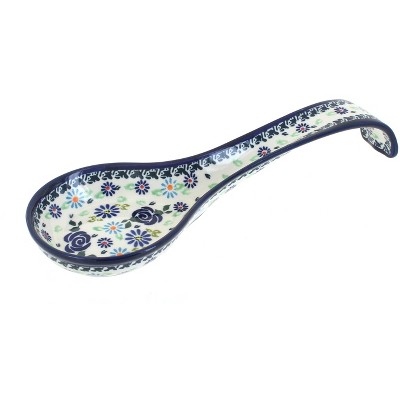 Blue Rose Polish Pottery Fantasy Large Spoon Rest