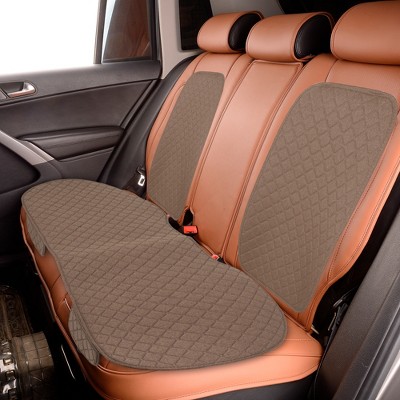 X AUTOHAUX Universal Car Seat Covers Protector Set Rear Seat Pad Mat Rear Bench Cover Breathable Flax Fiber Brown