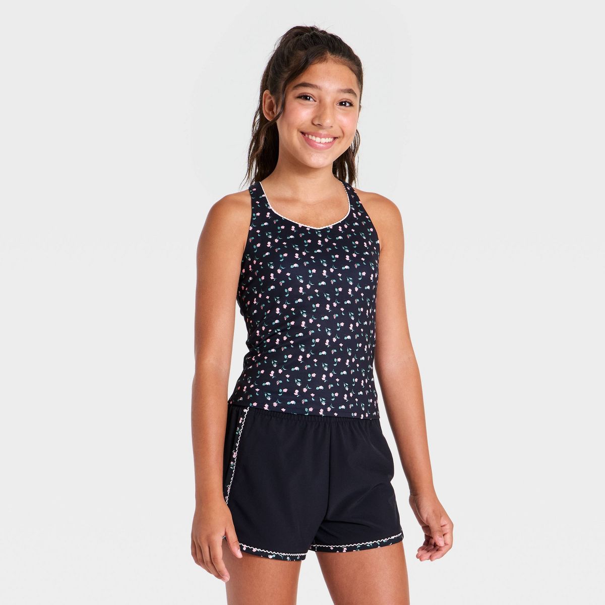 Girls' Picot Trim Active Tank Top - All In Motion™