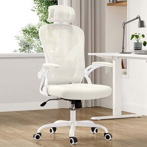 GlasFlength Task and Office Chairs with Support Armrest，Ergonomic, Adjustable，Computer Chair and Gaming Chair, White, 23.43"*17.72"*56.29" - 1 of 4