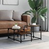 vidaXL Smoked Oak Coffee Table - Engineered Wood, Metal Frame, Square Centerpiece for Living Room, Adjustable Feet, Multi-Tier Design - 3 of 4