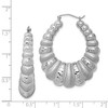 Black Bow Jewelry Sterling Silver Diamond-Cut Oval Shrimp Hoop Earrings, 40mm (1-1/2 in) - 2 of 3